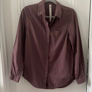 Lululemon Flannel Long Sleeve Button-Up Shirt in Plum